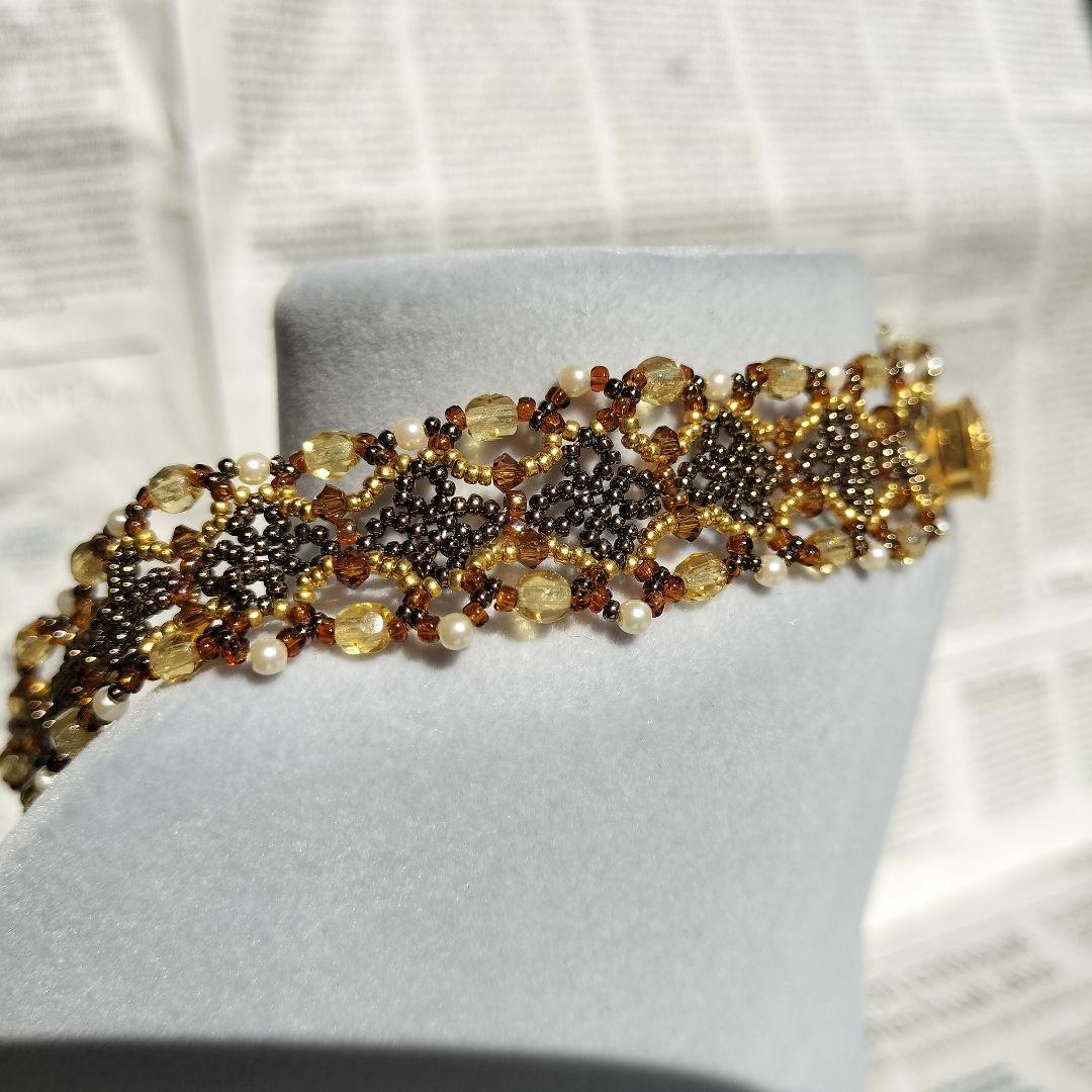 スワロフスキー　使用　ハンドメイド　ネックレス　チョーカー　カメオ　37cm