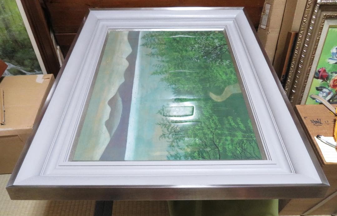 上原卓 「湖の春」 日本画 P12号 創画会 京都市立芸術大