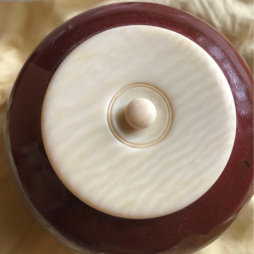 鉄砂　茶入　安東五　氏作　共箱入　替蓋付き