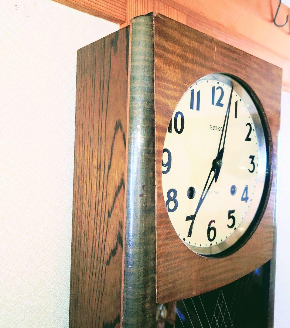 〈完動・美品〉SEIKO　21日巻き箱型ゼンマイ振り子時計　昭和レトロ古時計