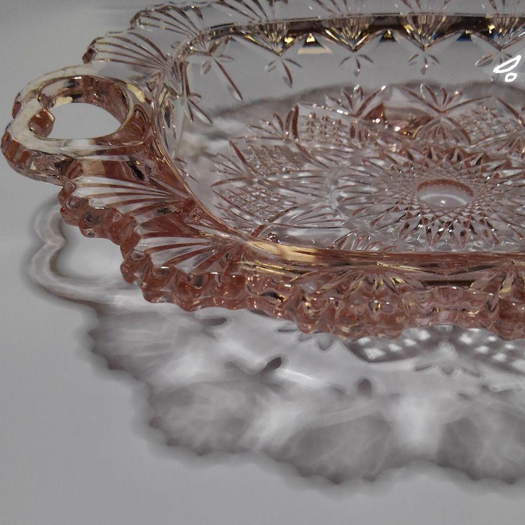 ♥️♥️豪華に輝く薄いピンク系のガラス大皿②