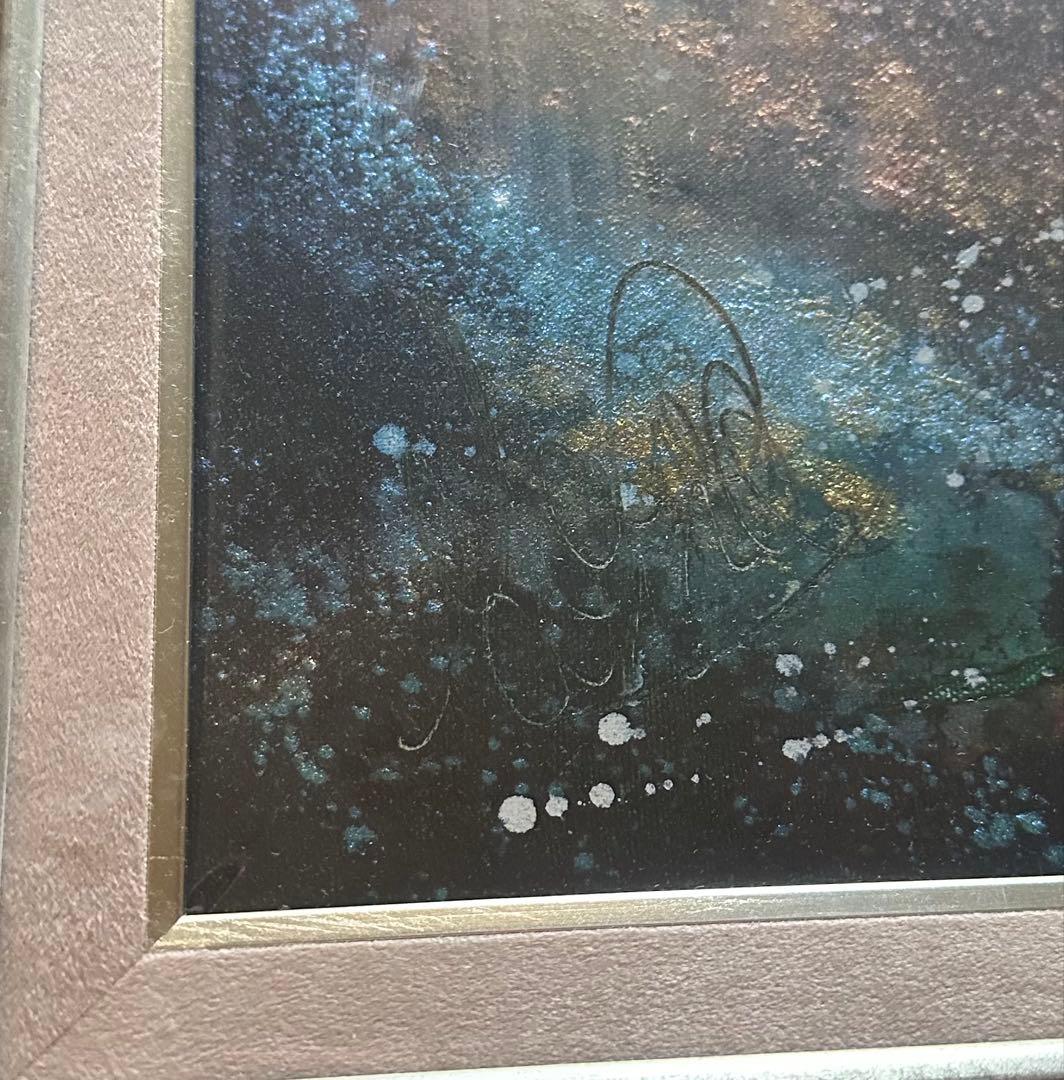 青い薔薇　スプレーアート　エデン　額付き