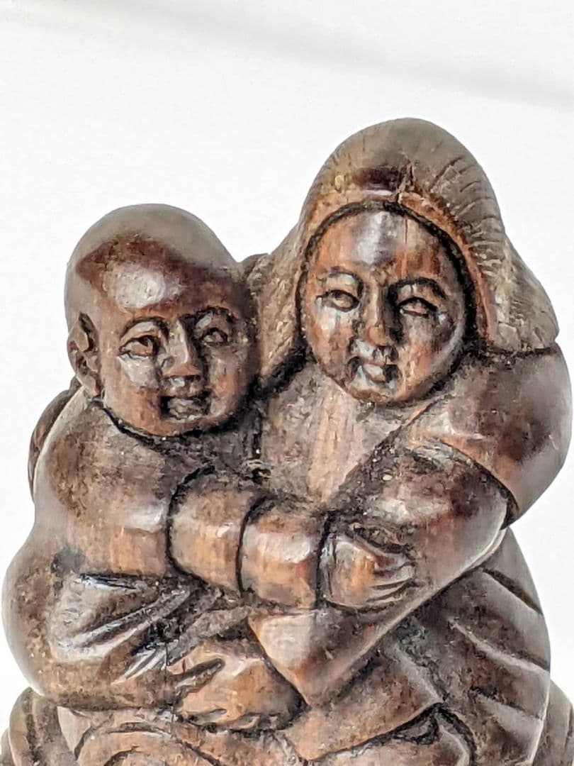 根付　42　馬と母子　骨董品