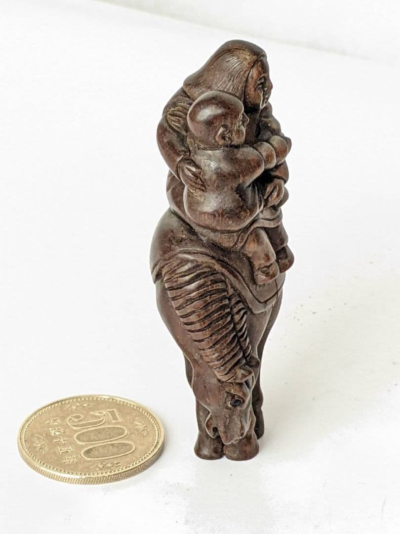 根付　42　馬と母子　骨董品