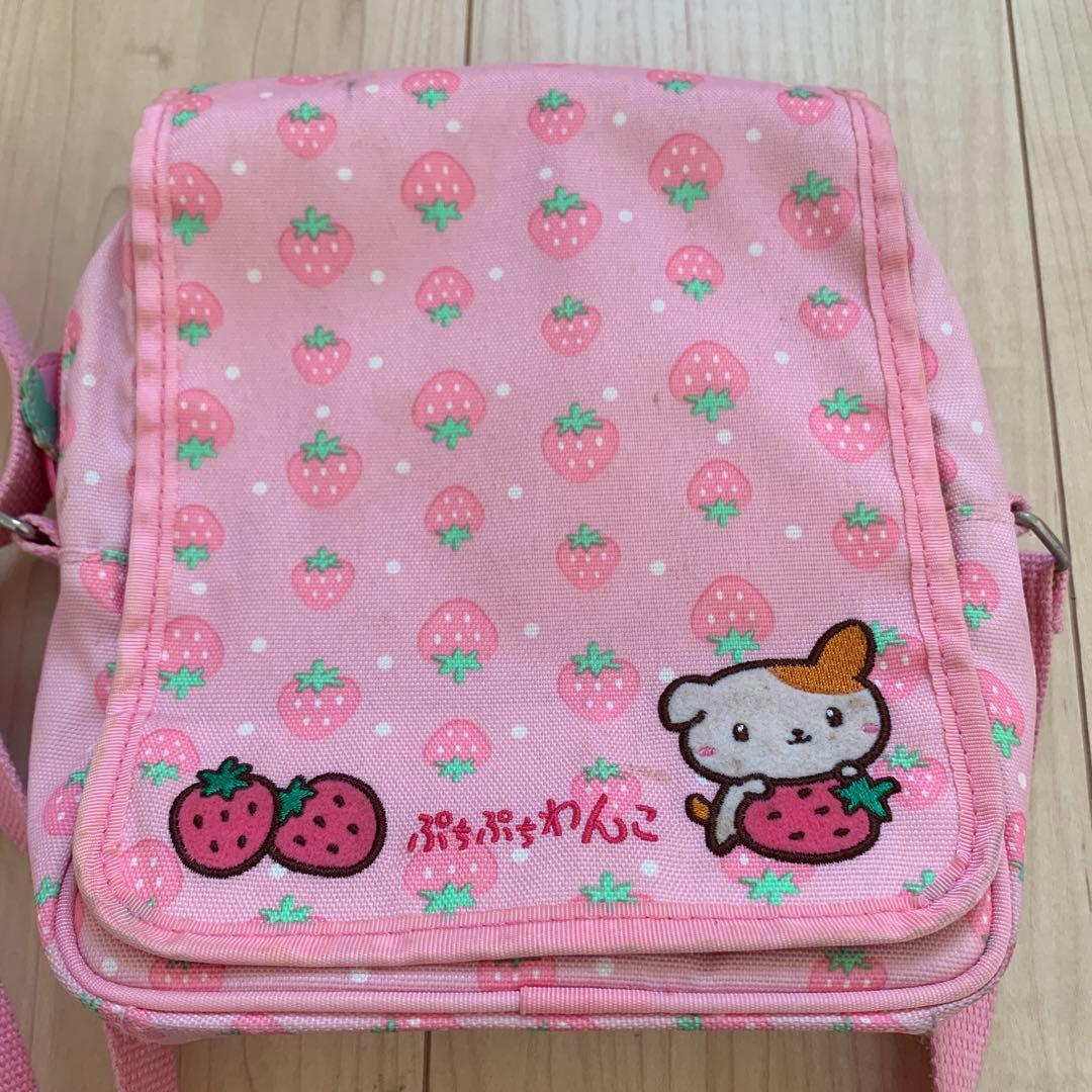 激レア　平成　サンリオ　ぷちぷちわんこ いちご柄　ショルダーバッグ　2002年