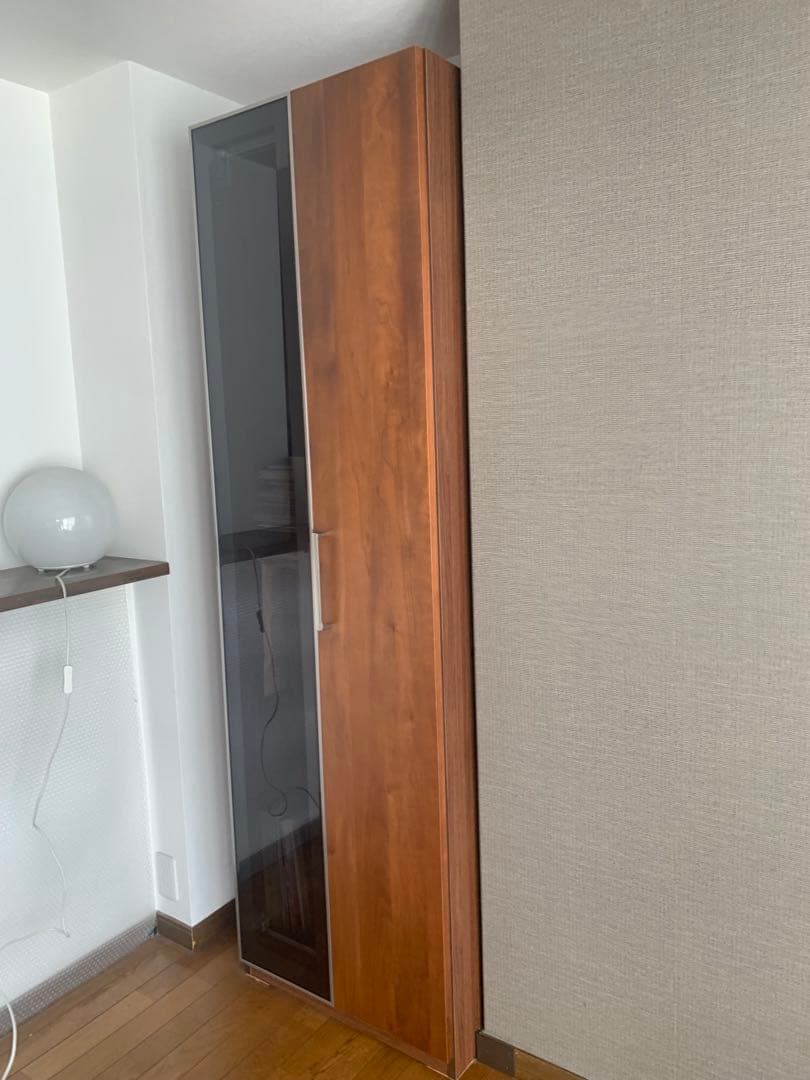 ブラウン木製スリム収納キャビネット　美品