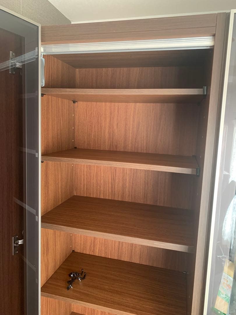 ブラウン木製スリム収納キャビネット　美品