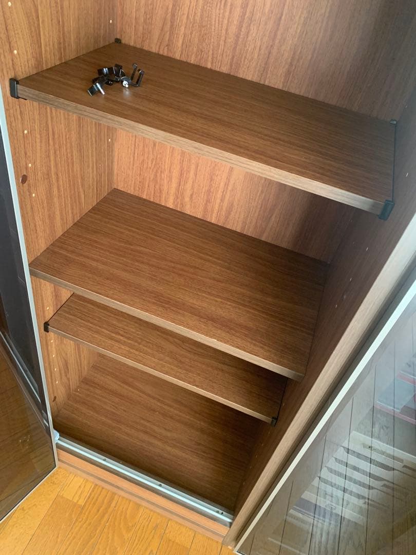 ブラウン木製スリム収納キャビネット　美品