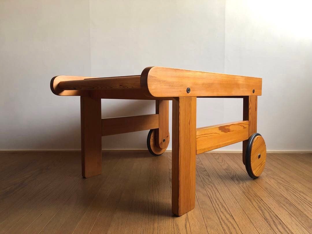 北欧ヴィンテージ スウェーデン製 パイン材 ワゴン トローリー サイドテーブル