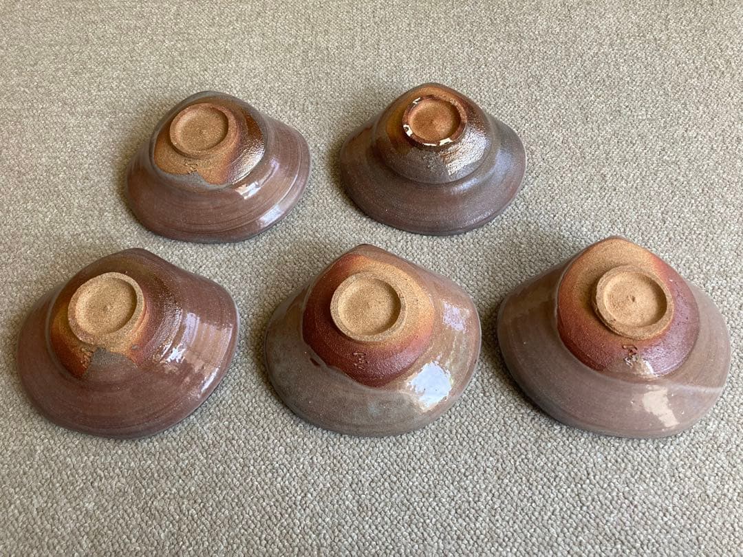 【共箱有り　美品】中里隆 作 唐津焼 絵粉引蛤向付　　5客セット