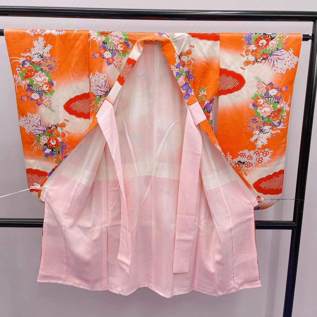 ★4045★ 子供着物 七五三 女の子 四つ身 襦袢付き