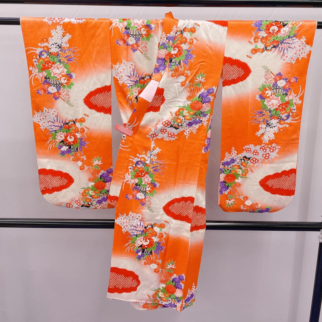 ★4045★ 子供着物 七五三 女の子 四つ身 襦袢付き