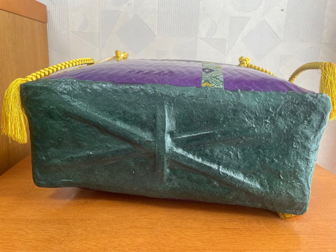 一閑張りバッグ　破れ格子