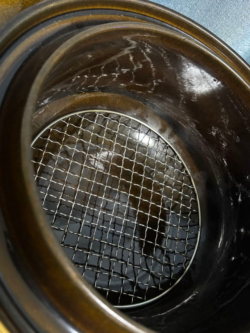 長谷園 伊賀焼 いぶしぎん 大 燻製土鍋 網3枚、説明書付き