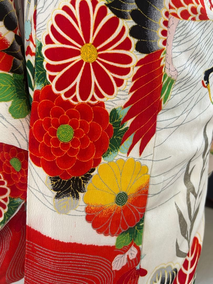 7歳　七五三　アンティーク着物、帯、帯揚げ、帯締め　しごき　身丈113cm