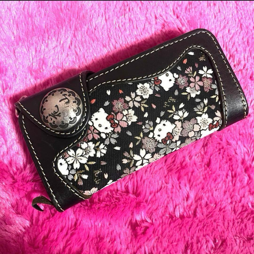 ハローキティ コラボ デグナー 花山 長財布 桜 京都西陣織 和柄 桜柄