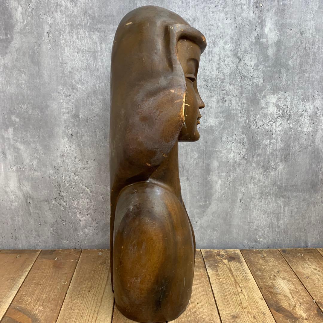4F 【ヴィンテージ】木彫り 女性像 オブジェ 置物 抽象彫刻 モダン