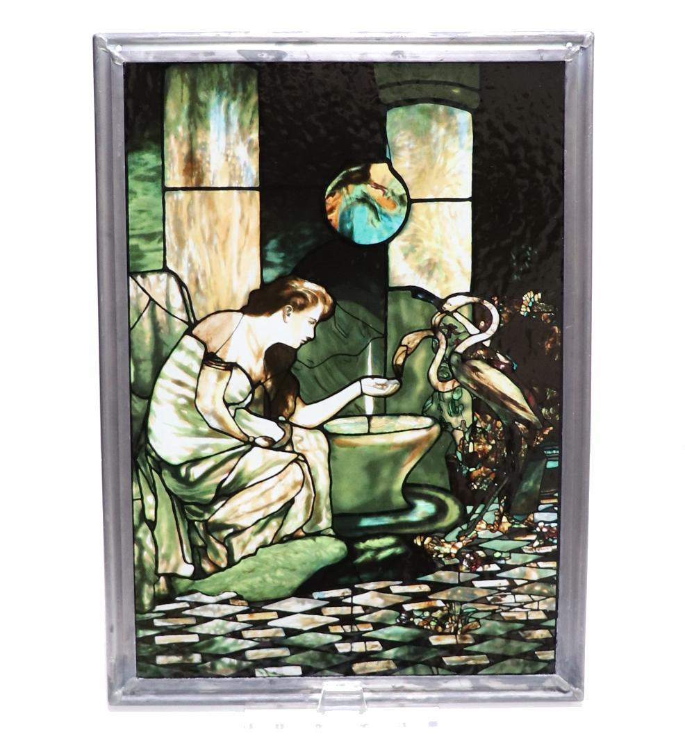 ティファニー ヴィンテージステンドグラス フラミンゴと女性 グラスマスターズ