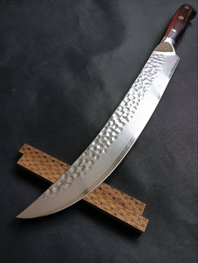 鬼反り67層鏡面ダマスカスV金10号筋引き260mm レッドマリー柄