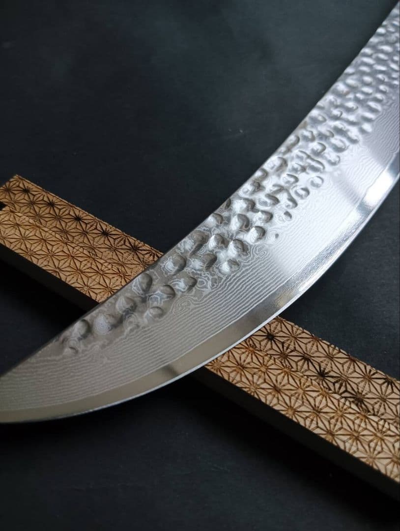 鬼反り67層鏡面ダマスカスV金10号筋引き260mm レッドマリー柄