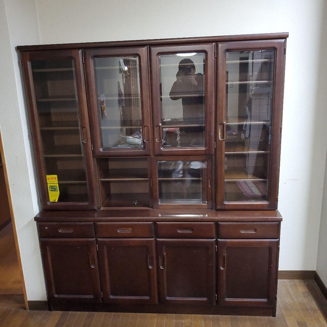 カリモク Karimoku 木製食器棚 ダークブラウン 大型キッチンボード高級