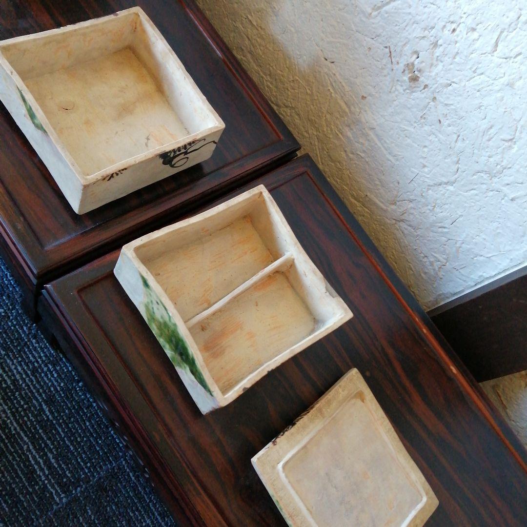 京焼　織部二段重箱　15cm　江戸後期〜幕末