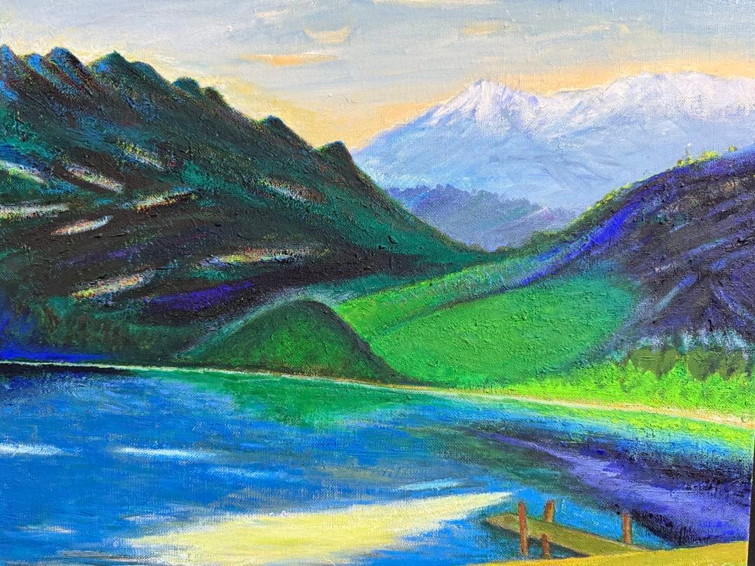 珍品　黒田清輝　【上信越 浅間】風景画 油彩画 武二識サイン入り　F8サイズ