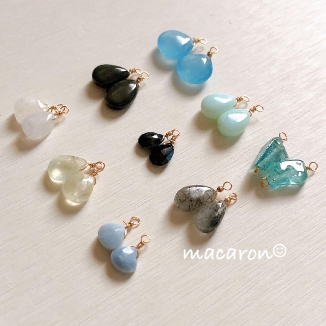 天然石チャーム｜ハンドメイド｜14kgf｜9ペア｜アパタイト