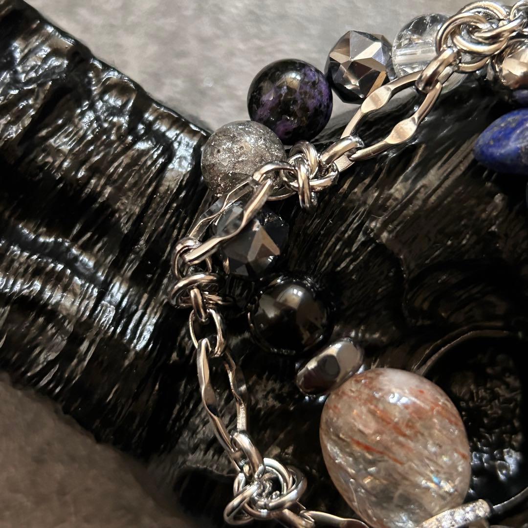 天然石　ブレスレット　ラピスラズリ蛇ハーキマーヒマラヤチャロアイト