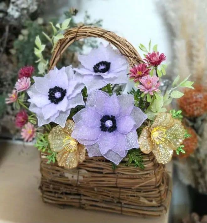 アネモネアレンジメント　　　　アメリカンフラワー　（ディップフラワー）