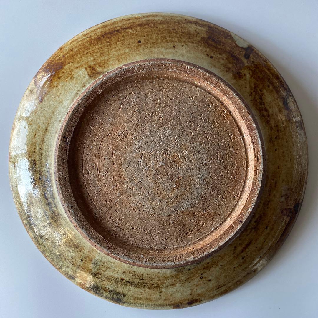 希少 武内晴二郎 鉄砂丸紋抜絵大皿 民藝
