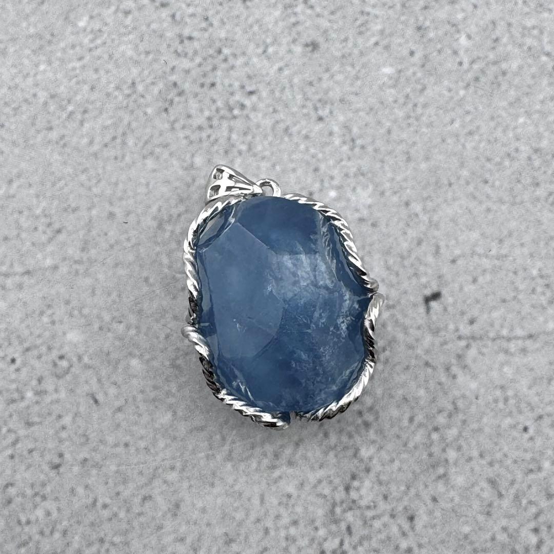 P-27天然アクアマリンペンダントトップ　水色石　s925シルバー　アクセサリー