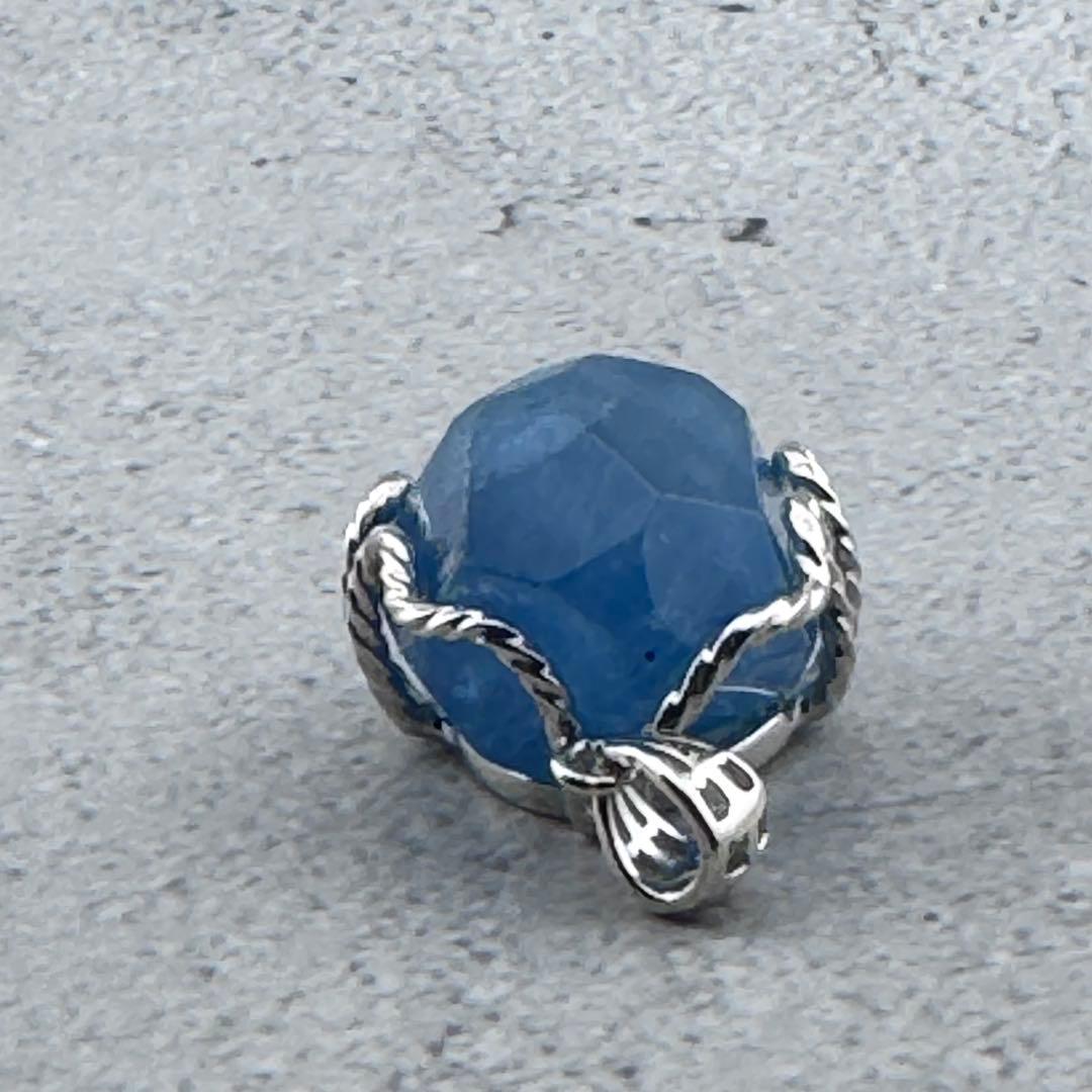 P-27天然アクアマリンペンダントトップ　水色石　s925シルバー　アクセサリー