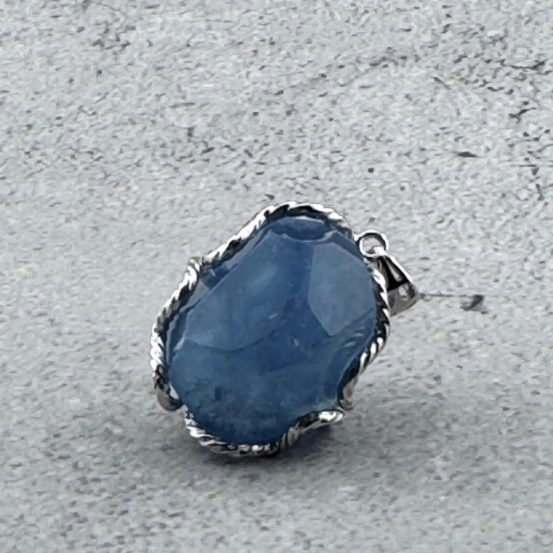 P-27天然アクアマリンペンダントトップ　水色石　s925シルバー　アクセサリー