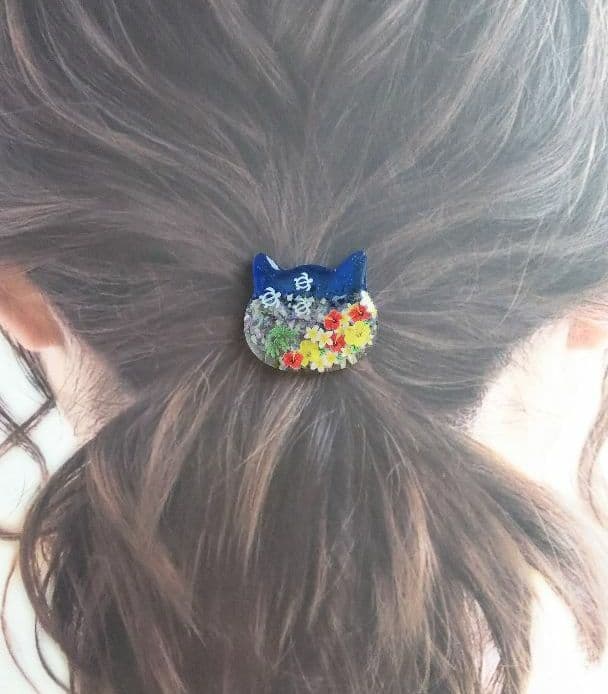 真夏デザイン 猫ちゃんレジンヘアゴム