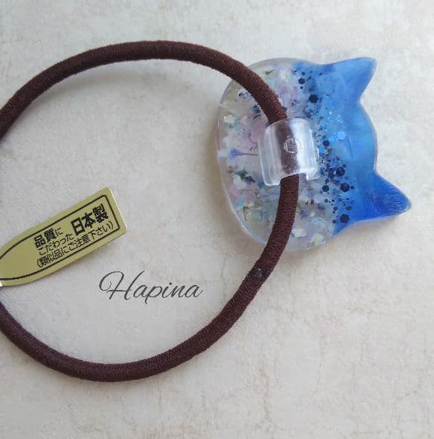 真夏デザイン 猫ちゃんレジンヘアゴム