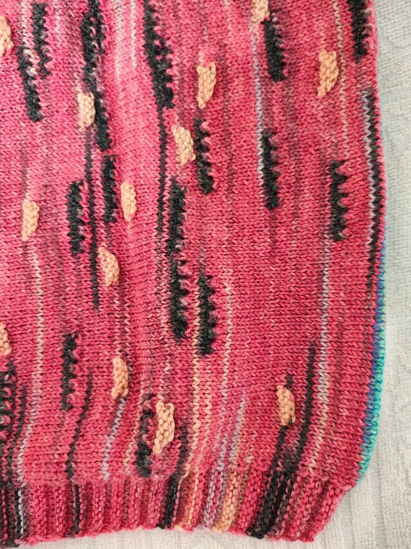 梅村マルティナ Opal毛糸 レリーフ編み 手編み バックワーズセーター