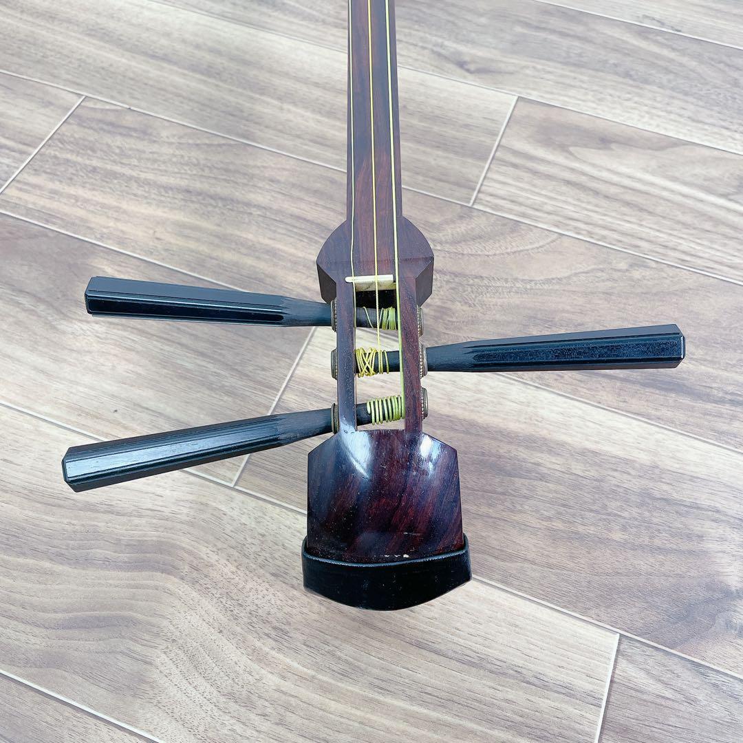 三味線 紫檀 丸打胴 細棹 一本溝 合成皮