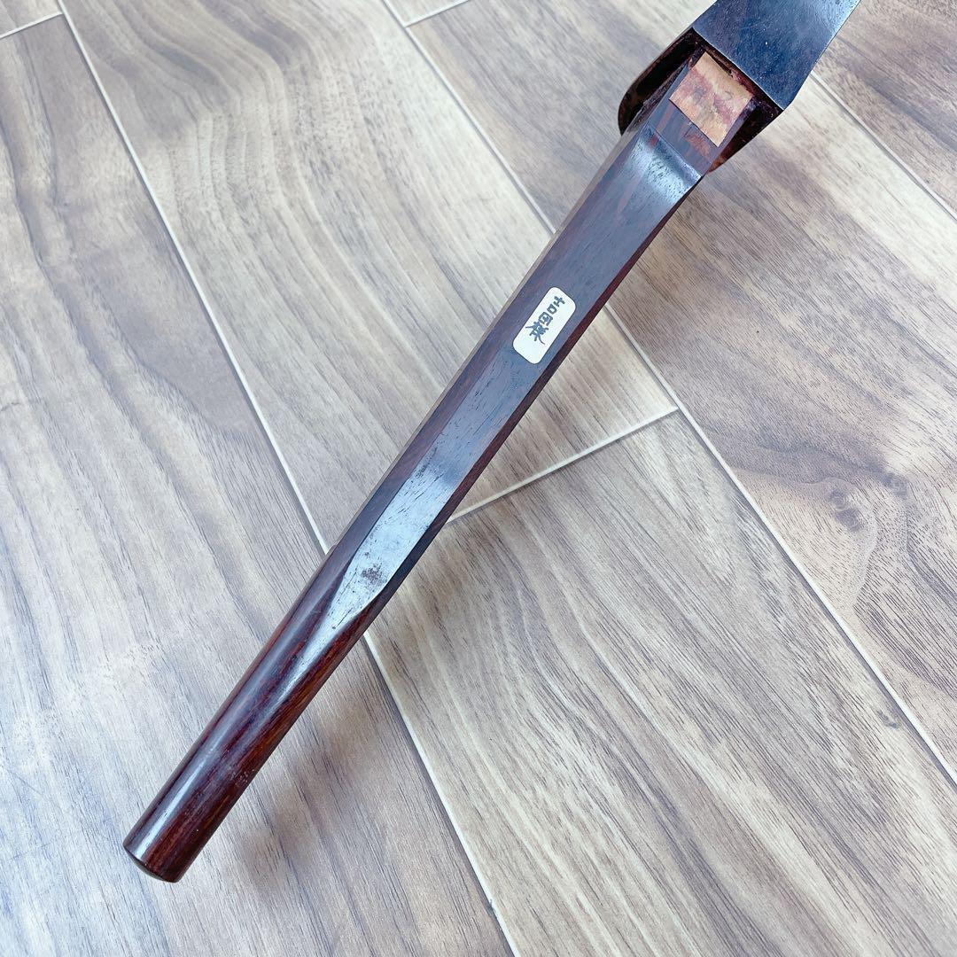 三味線 紫檀 丸打胴 細棹 一本溝 合成皮