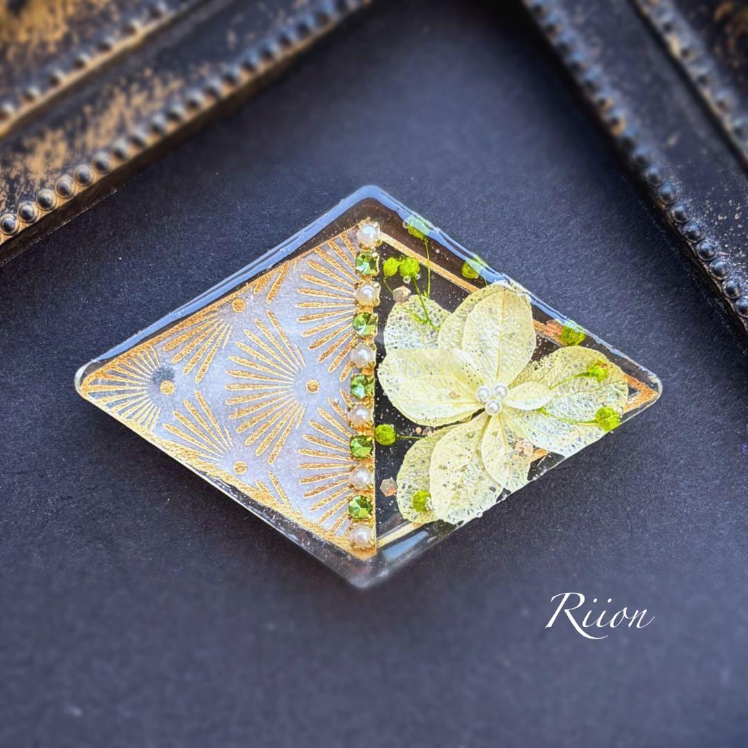 no.1086✨‪ꫛꫀꪝ和テイストドライフラワーレジンヘアゴム✨イエロー