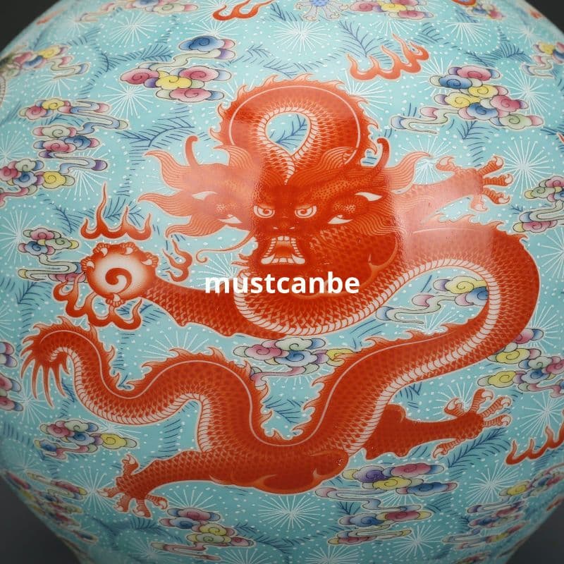 清雍正琺瑯彩竜紋帯夜光賞瓶 景徳鎮 陶磁器 装飾品 現代工芸品美術品 置物