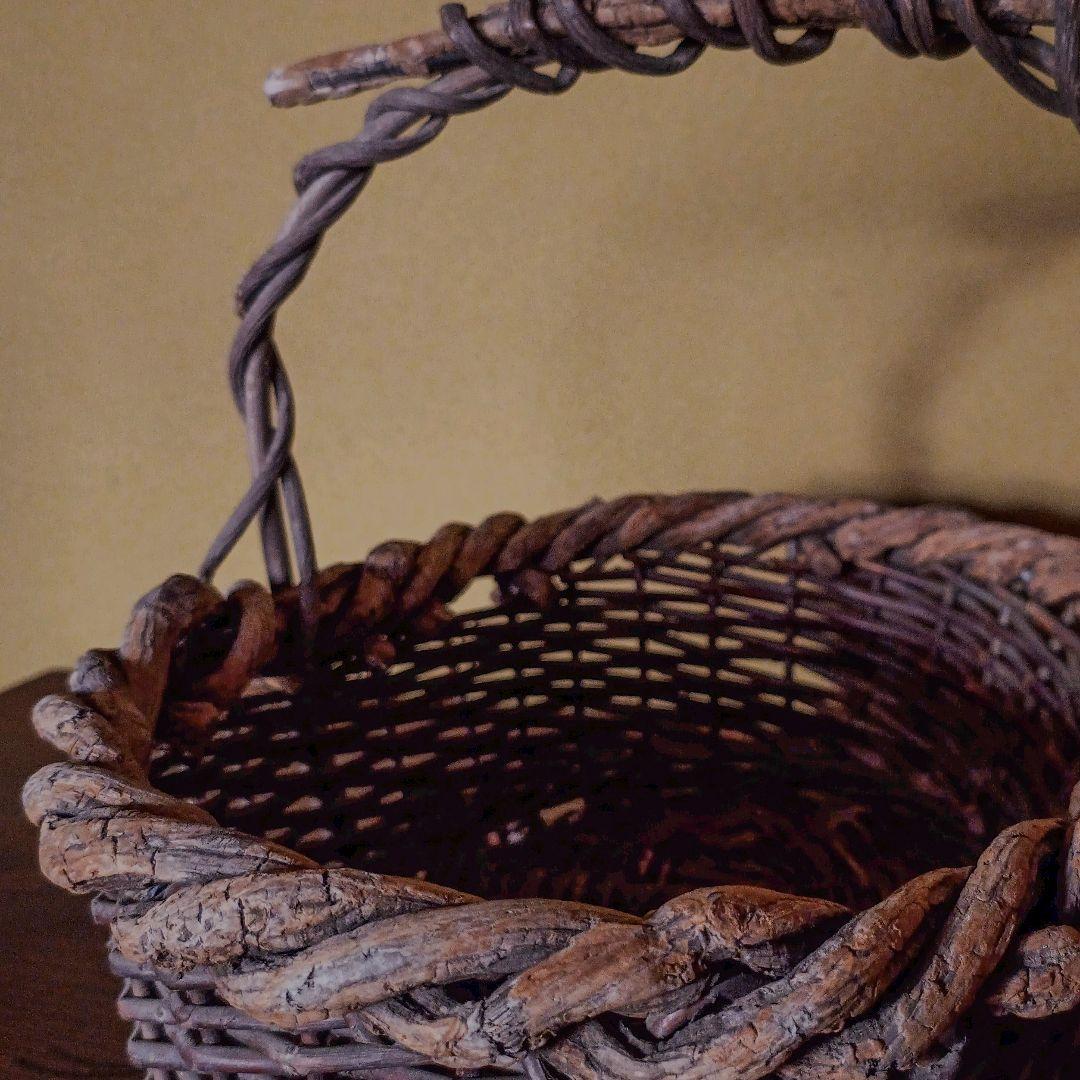【民藝】古いかづらの籠 古道具 かご 籠