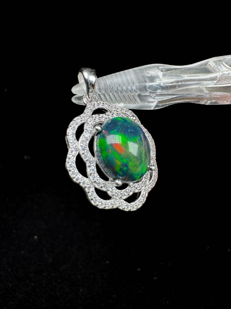 新作　ブラックオパール 2.657ct 遊色綺麗 S925 18KGP 鑑ソ付