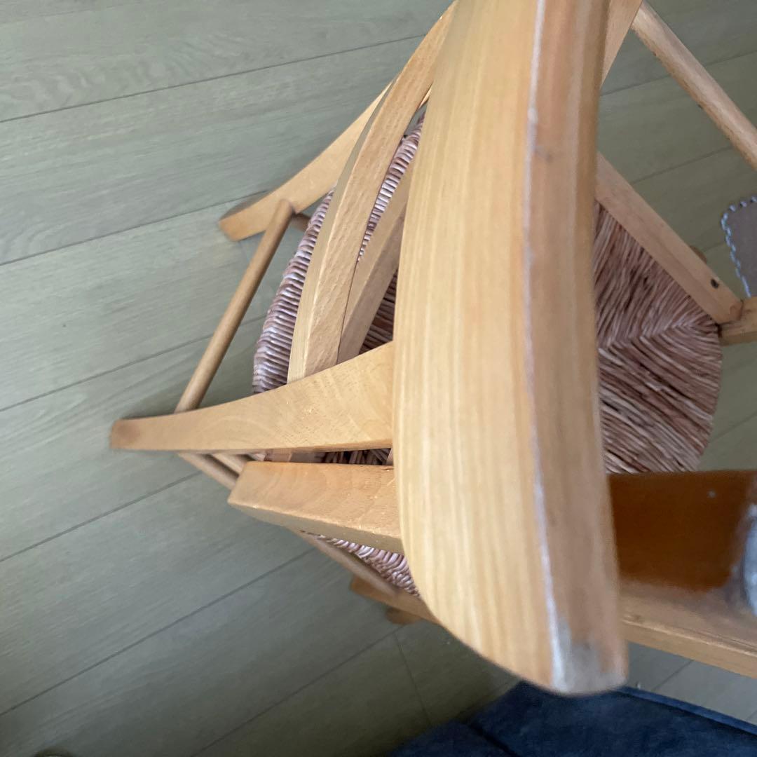 木製編み込み座面の椅子 2脚セット