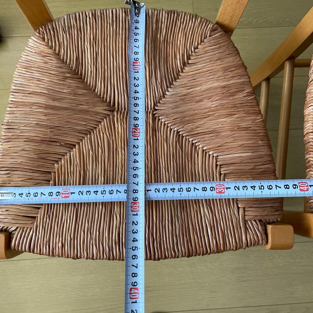 木製編み込み座面の椅子 2脚セット