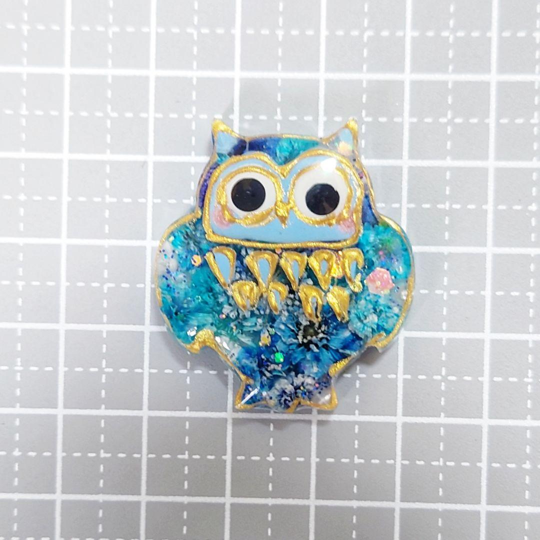 レジン　猫　フクロウ　ヘアゴム　ブローチ　ポニーフック　No.297