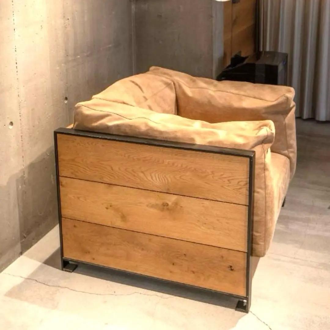 モダンデザイン ソファ オーク 無垢 アイアン 1人掛け