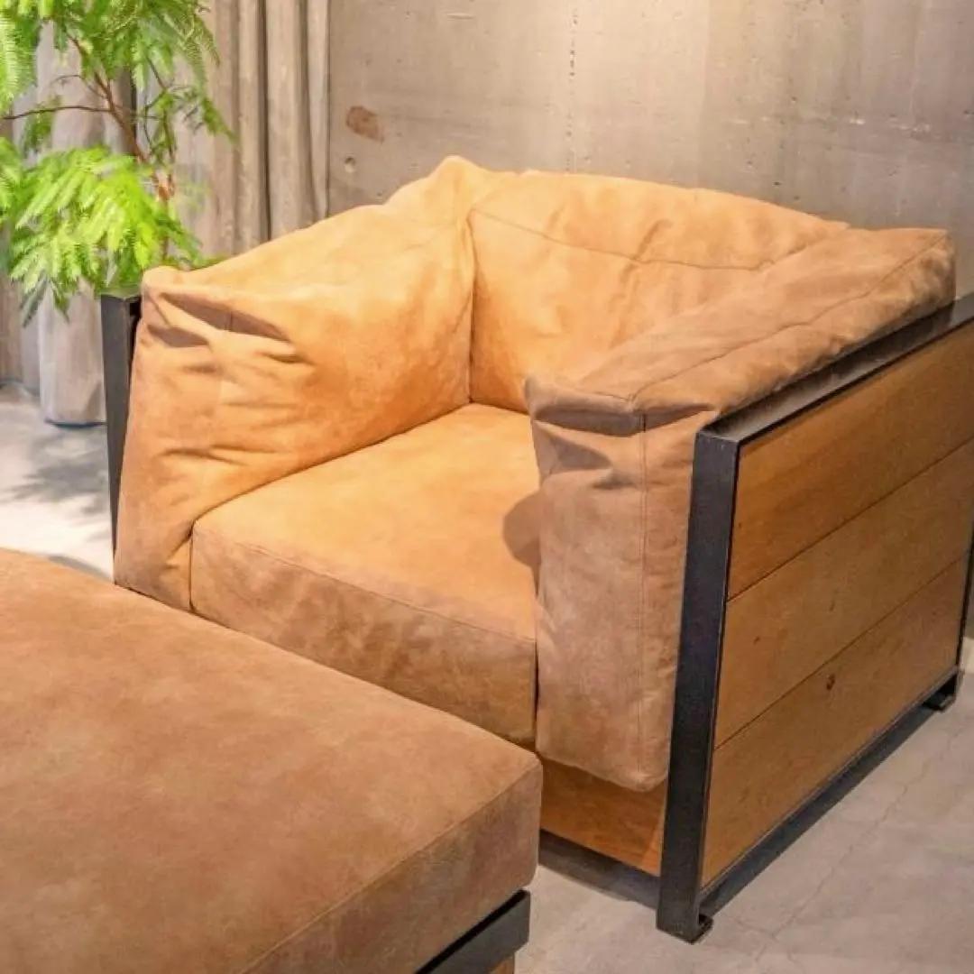 モダンデザイン ソファ オーク 無垢 アイアン 1人掛け