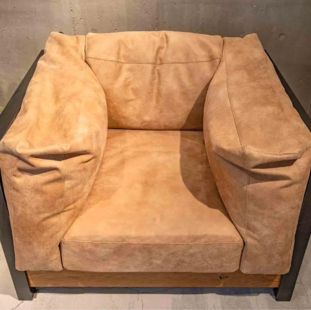 モダンデザイン ソファ オーク 無垢 アイアン 1人掛け