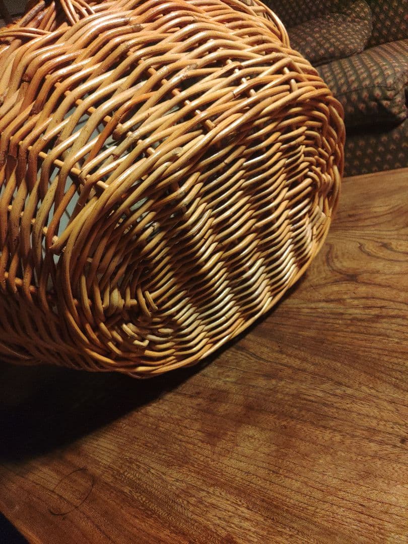 希少　ラタン　カゴ　バスケット　手持ち　藤　レトロ　アンティーク　ヴィンテージ